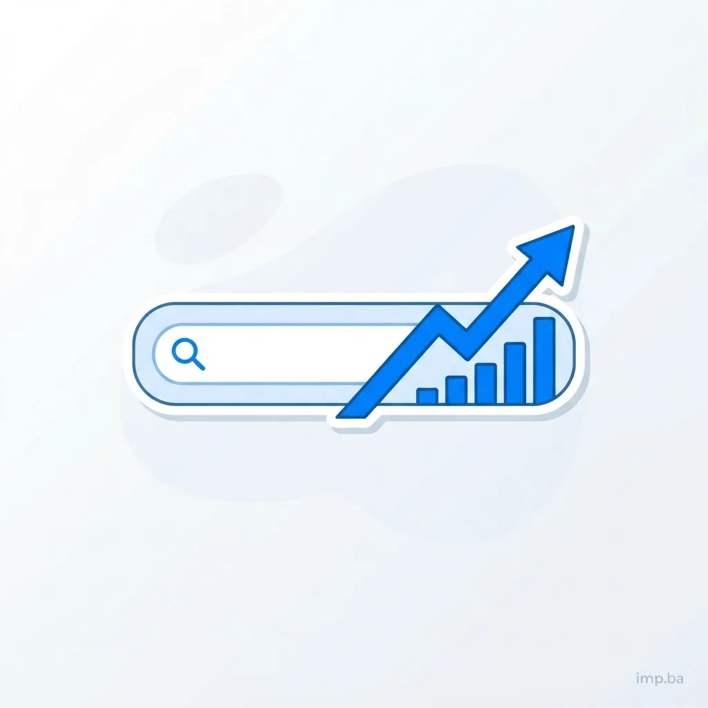 Ilustracija SEO optimizacije za pretraživače sa lupom i grafom rasta