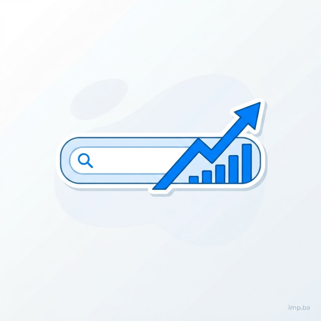 Ilustracija SEO optimizacije za pretraživače sa lupom i grafom rasta